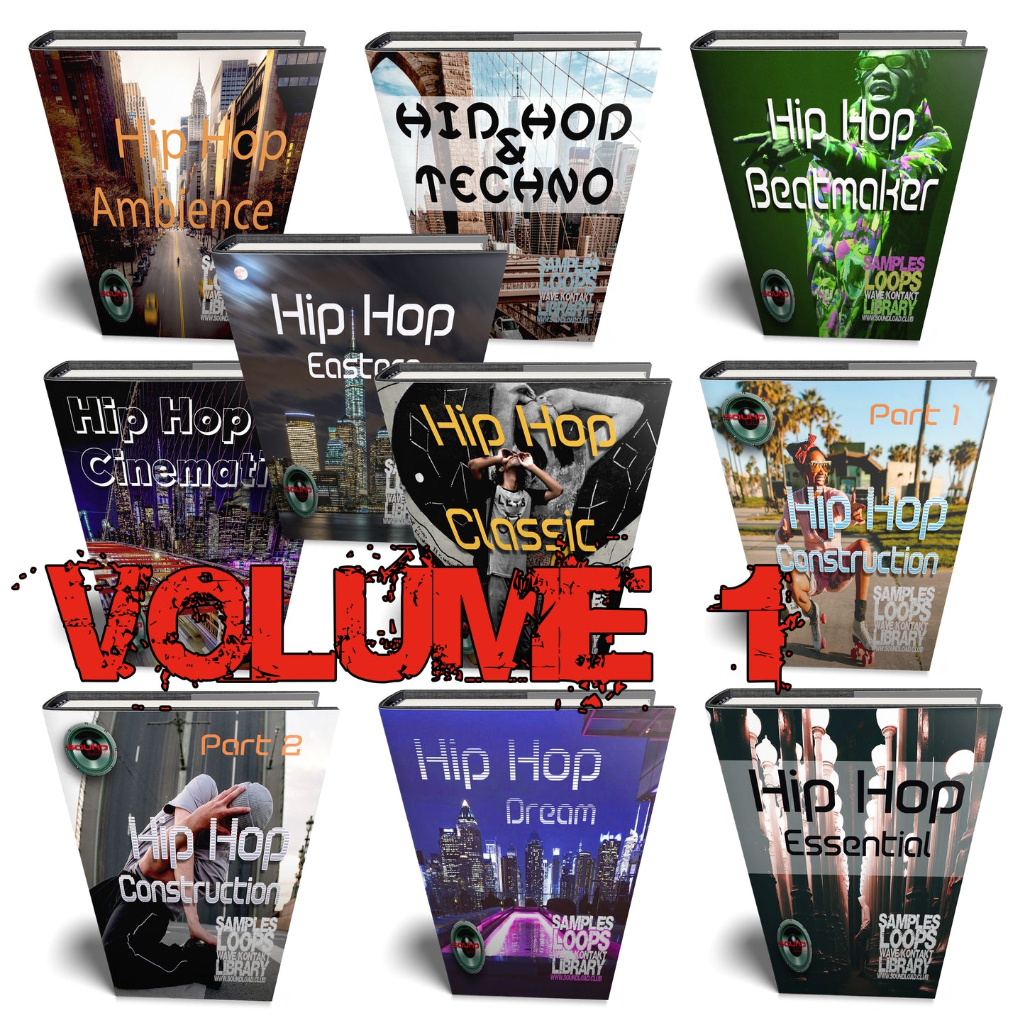 HIP-HOP MEGA Bundle Part 1 - 10 Large Essentials WAVE Samples/Loop Studio Libraries